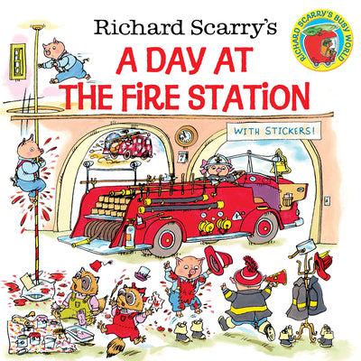 Richard Scarry's a Day at the Fire Station by Huck Scarry book cover