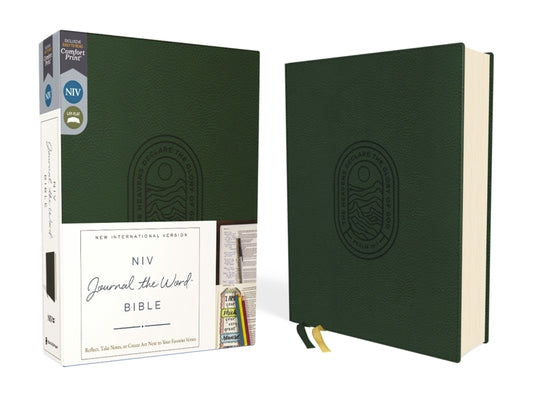 Niv, Journal the Word Bible (Perfect for Note-Taking), Leathersoft, Green, Red Letter, Comfort Print: Reflect, Take Notes, or Create Art Next to Your by Zondervan book cover