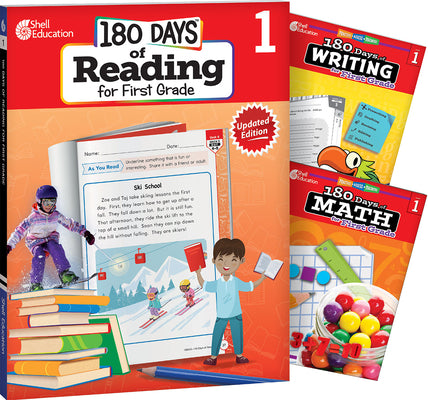 180 Days(r) Reading, Writing and Math for Grade 1: 3-Book Set: Practice, Assess, Diagnose by Multiple Authors book cover