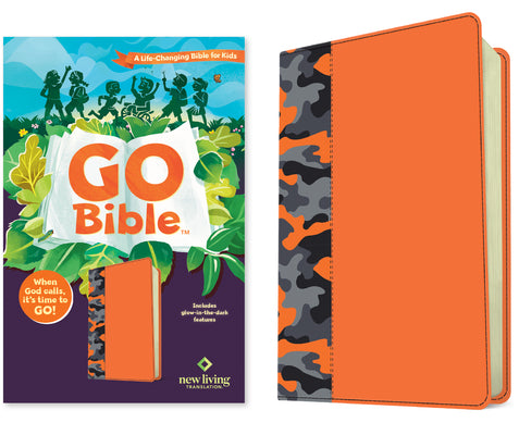 NLT Go Bible for Kids (with Glow-In-The-Dark Features) (Leatherlike, Orange Camo): A Life-Changing Bible for Kids