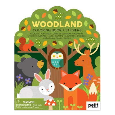 Book cover of Woodland Coloring Book + Stickers by Petit Collage