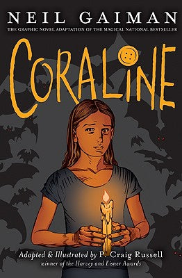 Book cover of Coraline Graphic Novel: A Graphic Novel by Gaiman, Neil