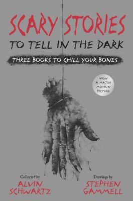 Book cover of Scary Stories to Tell in the Dark: Three Books to Chill Your Bones: All 3 Scary Stories Books with the Original Art! by Schwartz, Alvin