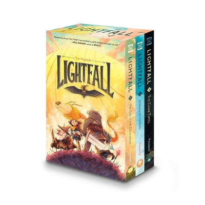 Book cover of Lightfall 3-Book Box Set: A Graphic Novel Collection: Shadow of the Bird, the Dark Times, the Girl & the Galdurian by Probert, Tim