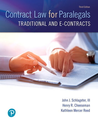 Book cover of Contract Law for Paralegals: Traditional and E-Contracts by Cheeseman, Henry