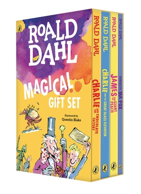 Roald Dahl Magical Gift Boxed Set (4 Books): Charlie and the Chocolate Factory, James and the Giant Peach, Fantastic Mr. Fox, Charlie and the Great Gl by Roald Dahl book cover