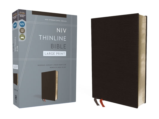 Book cover of NIV, Thinline Bible, Large Print, Bonded Leather, Black, Red Letter Edition by Zondervan