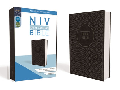 Book cover of NIV, Value Thinline Bible, Imitation Leather, Gray/Black by Zondervan