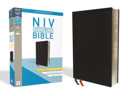 Book cover of NIV, Thinline Bible, Giant Print, Bonded Leather, Black, Indexed, Red Letter Edition by Zondervan