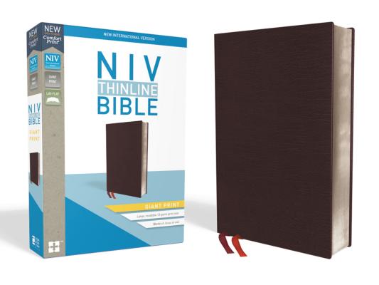 Book cover of NIV, Thinline Bible, Giant Print, Bonded Leather, Burgundy, Indexed, Red Letter Edition by Zondervan