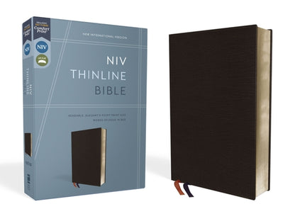 Book cover of NIV, Thinline Bible, Bonded Leather, Black, Red Letter Edition by Zondervan