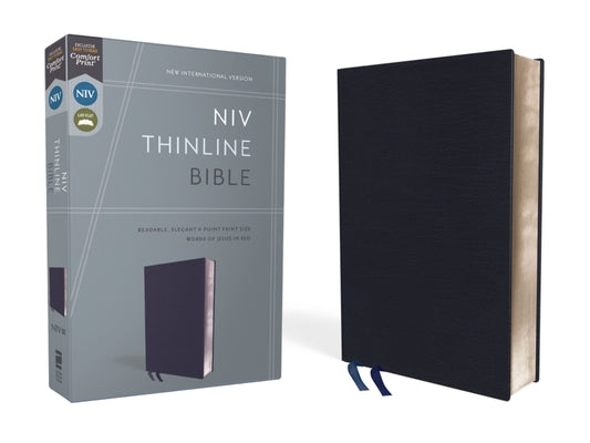 Book cover of NIV, Thinline Bible, Bonded Leather, Navy, Red Letter Edition by Zondervan