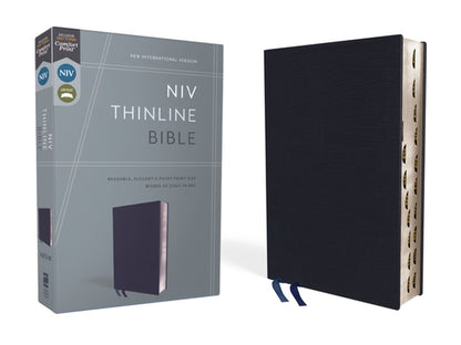 Book cover of NIV, Thinline Bible, Bonded Leather, Navy, Indexed, Red Letter Edition by Zondervan
