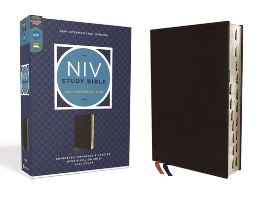 Book cover of NIV Study Bible, Fully Revised Edition, Bonded Leather, Black, Red Letter, Thumb Indexed, Comfort Print by Barker, Kenneth L.