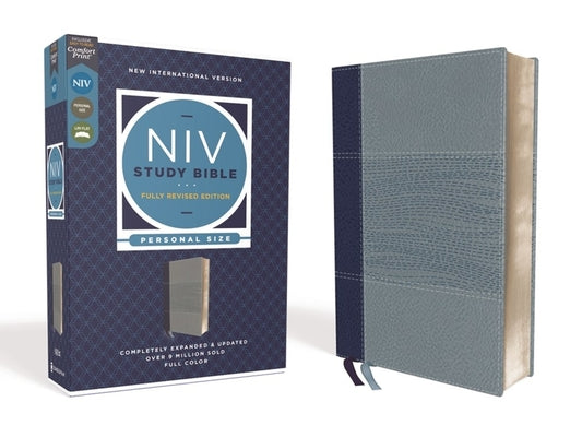 Book cover of NIV Study Bible, Fully Revised Edition, Personal Size, Leathersoft, Navy/Blue, Red Letter, Comfort Print by Barker, Kenneth L.