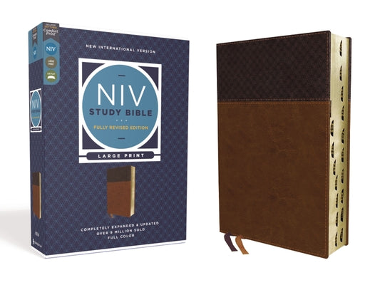 Book cover of NIV Study Bible, Fully Revised Edition, Large Print, Leathersoft, Brown, Red Letter, Thumb Indexed, Comfort Print by Barker, Kenneth L.