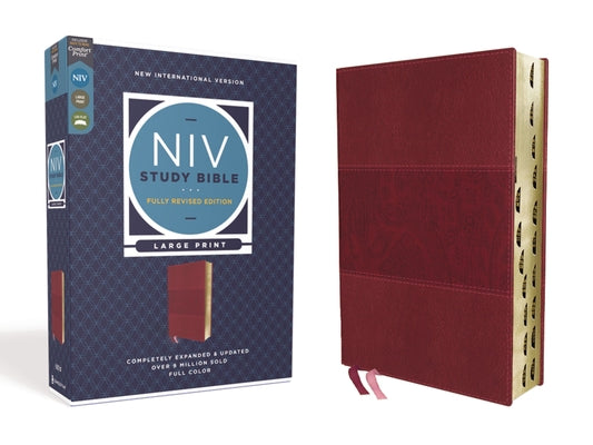 Book cover of NIV Study Bible, Fully Revised Edition, Large Print, Leathersoft, Burgundy, Red Letter, Thumb Indexed, Comfort Print by Barker, Kenneth L.