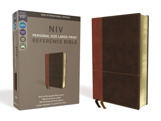 NIV, Personal Size Reference Bible, Large Print, Imitation Leather, Brown, Red Letter Edition, Comfort Print by Zondervan book cover