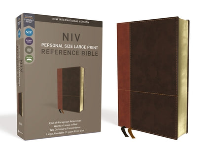 NIV, Personal Size Reference Bible, Large Print, Imitation Leather, Brown, Red Letter Edition, Comfort Print by Zondervan book cover