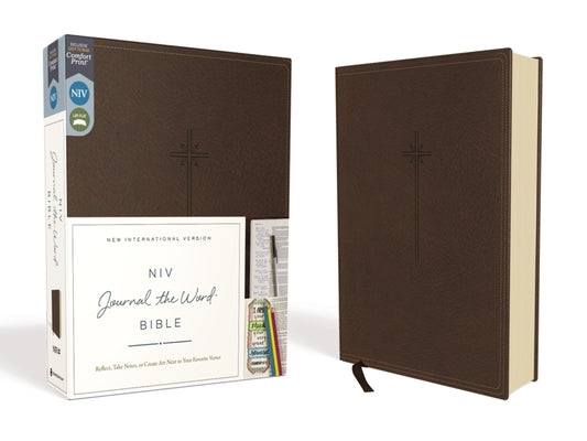 NIV, Journal the Word Bible, Imitation Leather, Brown, Red Letter Edition, Comfort Print: Reflect, Take Notes, or Create Art Next to Your Favorite Ver by Zondervan book cover