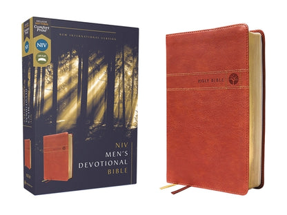 Niv, Men's Devotional Bible (by Men, for Men), Leathersoft, Brown, Comfort Print by Zondervan book cover