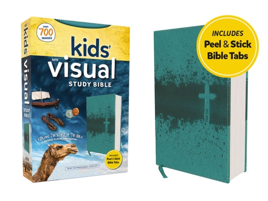 Book cover of Niv, Kids' Visual Study Bible, Leathersoft, Teal, Full Color Interior, Peel/Stick Bible Tabs: Explore the Story of the Bible---People, Places, and His by Zondervan