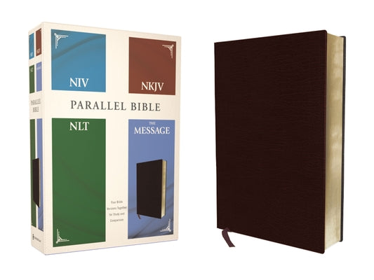 Niv, Nkjv, Nlt, the Message, (Contemporary Comparative) Parallel Bible, Bonded Leather, Burgundy by Zondervan book cover