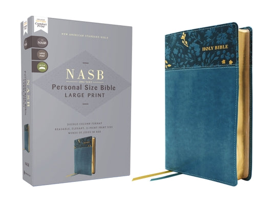Nasb, Personal Size Bible, Large Print, Leathersoft, Teal, Red Letter, 1995 Text, Comfort Print by Zondervan book cover