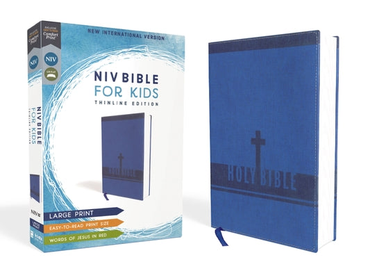 Niv, Bible for Kids, Large Print, Leathersoft, Blue, Red Letter, Comfort Print: Thinline Edition (Easy-To-Read, Easy-To-Carry) by Zondervan book cover
