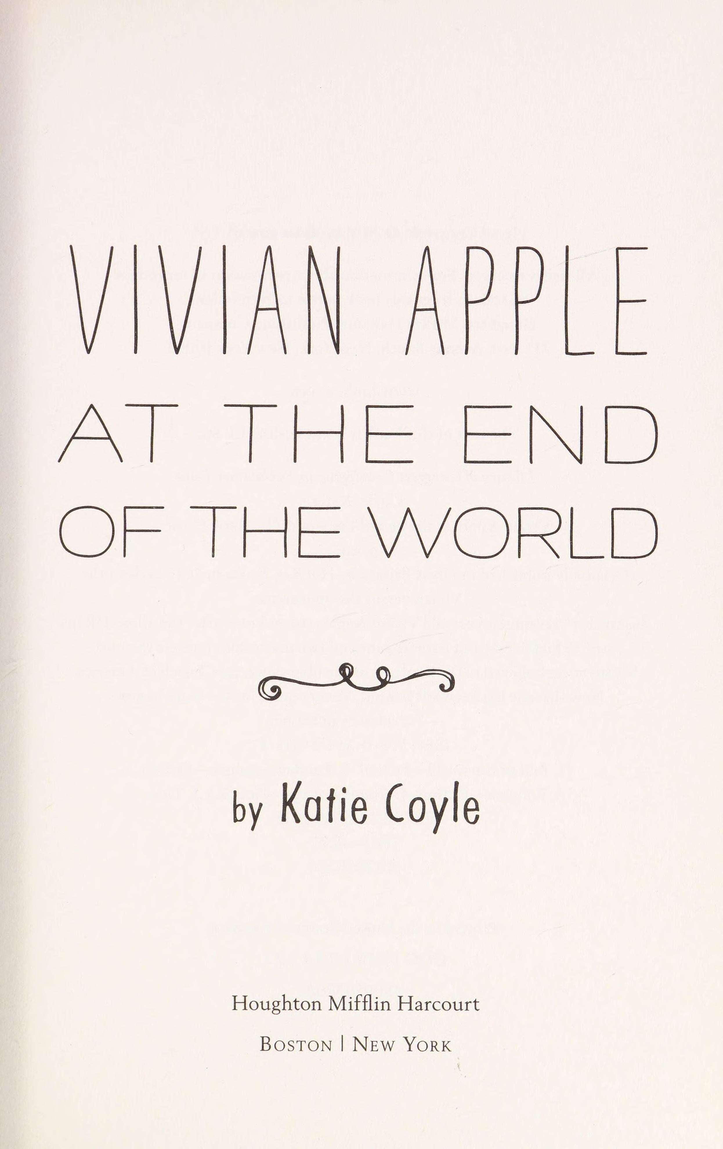 Book cover of Vivian Apple at the End of the World by Coyle, Katie