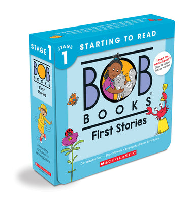 Book cover of Bob Books - First Stories Box Set of 12 Paperbacks Decodable Phonics Books, Ages 4 and Up, Kindergarten (Stage 1: Starting to Read) by Kertell, Lynn Maslen