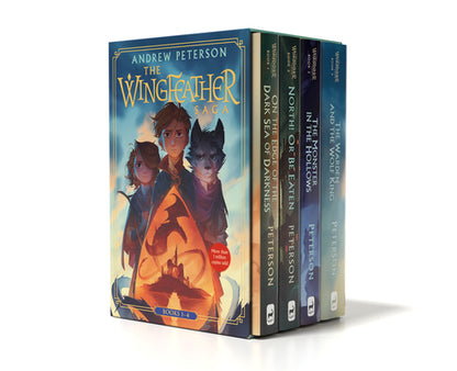 Book cover of Wingfeather Saga Boxed Set: On the Edge of the Dark Sea of Darkness; North! or Be Eaten; The Monster in the Hollows; The Warden and the Wolf King by Peterson, Andrew