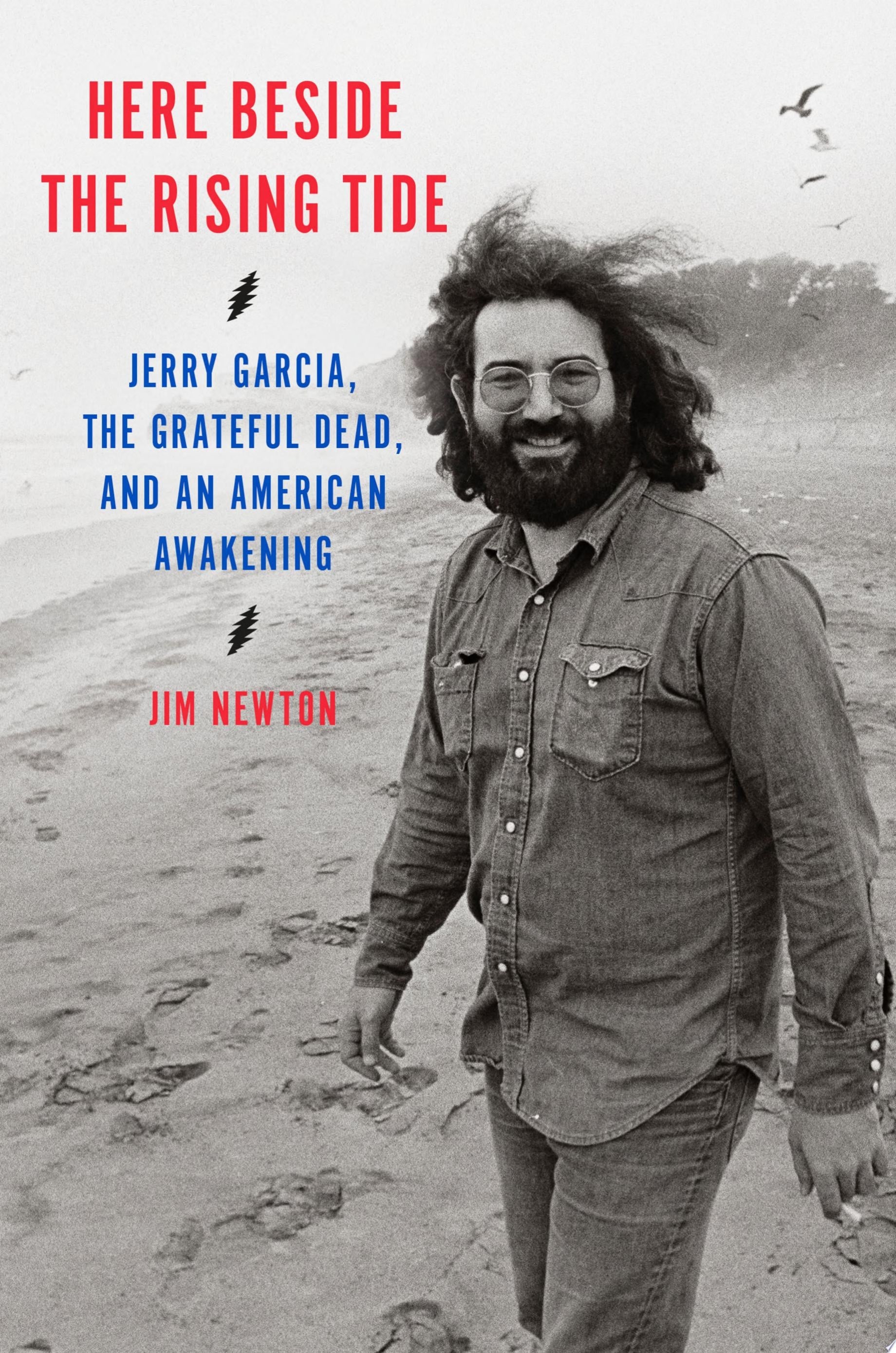 Book cover of Here Beside the Rising Tide: Jerry Garcia, the Grateful Dead, and an American Awakening by Newton, Jim