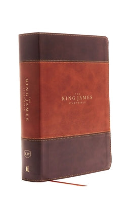 Book cover of The King James Study Bible, Imitation Leather, Brown, Indexed, Full-Color Edition by Thomas Nelson