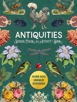 Book cover of Antiquities Sticker, Color & Activity Book: Over 200 Unique Stickers by Editors of Chartwell Books