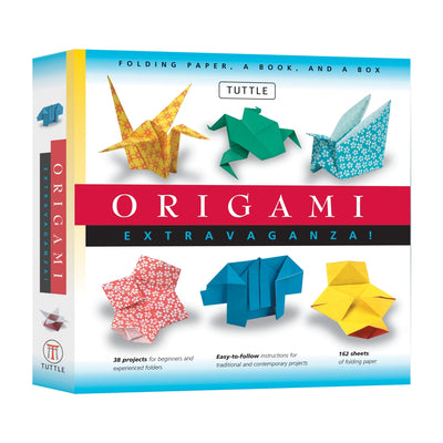 Book cover of Origami Extravaganza! Folding Paper, a Book, and a Box: Origami Kit Includes Origami Book, 38 Fun Projects and 162 Origami Papers: Great for Both Kids by Tuttle Studio