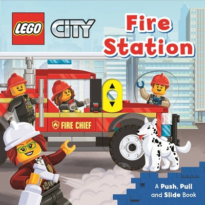 Lego(r) City. Fire Station: A Push, Pull and Slide Book by AMEET Studio book cover