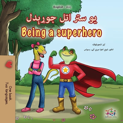 Being a Superhero (Pashto English Bilingual Children's Book) by Liz Shmuilov book cover