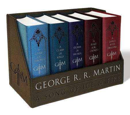 Book cover of George R. R. Martin's a Game of Thrones Leather-Cloth Boxed Set (Song of Ice Andfire Series): A Game of Thrones, a Clash of Kings, a Storm of Swords, by Martin, George R. R.