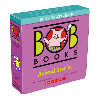 Bob Books - Animal Stories Box Set of 12 Paperbacks Decodable Phonics Books, Ages 4 and Up, Kindergarten (Stage 2: Emerging Reader) by Kertell, Lynn Maslen book cover