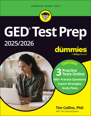 GED Test Prep 2025/2026 for Dummies: Book + 3 Practice Tests Online by Collins, Tim book cover