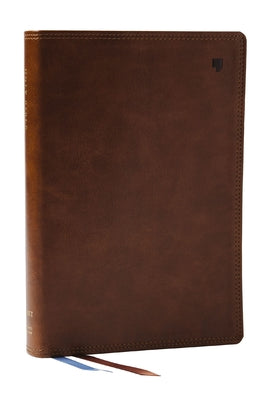 Net Bible, Large Print Thinline with Cross References, Brown Leathersoft, Comfort Print by Thomas Nelson book cover