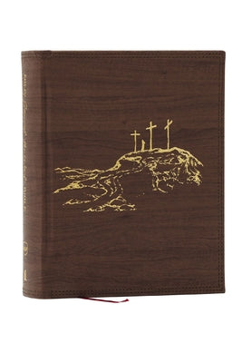 Nkjv, Journal the Word Bible, Large Print: Reflect, Journal or Create Art Next to Your Favorite Verses (Brown Leathersoft Over Board, Red Letter) by Thomas Nelson book cover