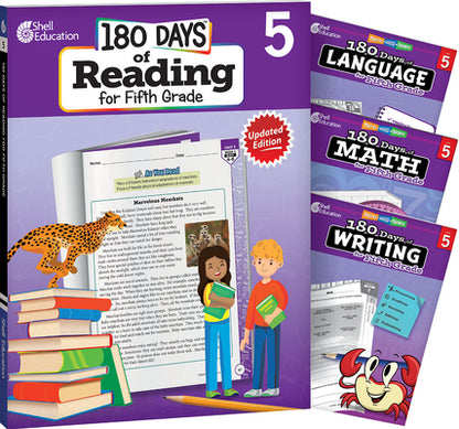 180 Days(r) Reading, Math, Writing, & Language for Grade 5: 4-Book Set: Practice, Assess, Diagnose by Multiple Authors book cover
