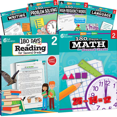 180 Days(r) Reading, High-Frequency Words, Math, Problem Solving, Writing, & Language for Grade 2: 6-Book Set: Practice, Assess, Diagnose by Multiple Authors book cover