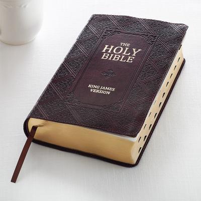 Book cover of KJV Giant Print Lux-Leather Pattern Dark Brown by CHRISTIAN ART GIFTS