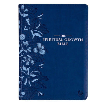 Book cover of The Spiritual Growth Bible, Study Bible, NLT - New Living Translation Holy Bible, Faux Leather, Navy by Christian Art Gifts