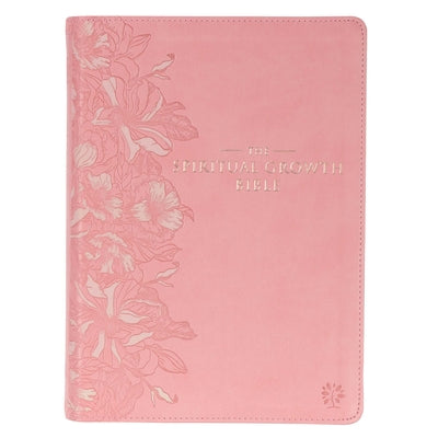 Book cover of The Spiritual Growth Bible, Study Bible, NLT - New Living Translation Holy Bible, Faux Leather, Pink by Christian Art Gifts