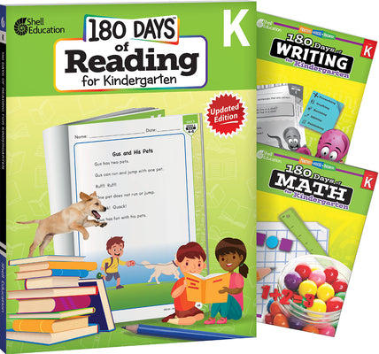 180 Days(r) Reading, Writing and Math for Grade K: 3-Book Set: Practice, Assess, Diagnose by Multiple Authors book cover