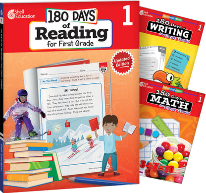 180 Days(r) Reading, Writing and Math for Grade 1: 3-Book Set: Practice, Assess, Diagnose by Multiple Authors book cover